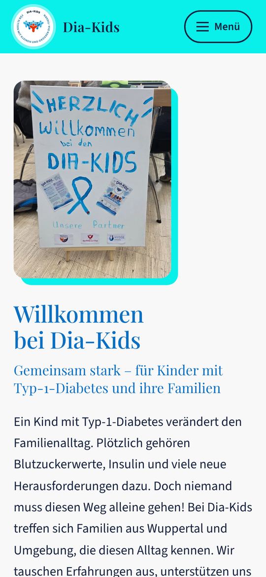 Startseite von Dia-Kids Wuppertal am Handy