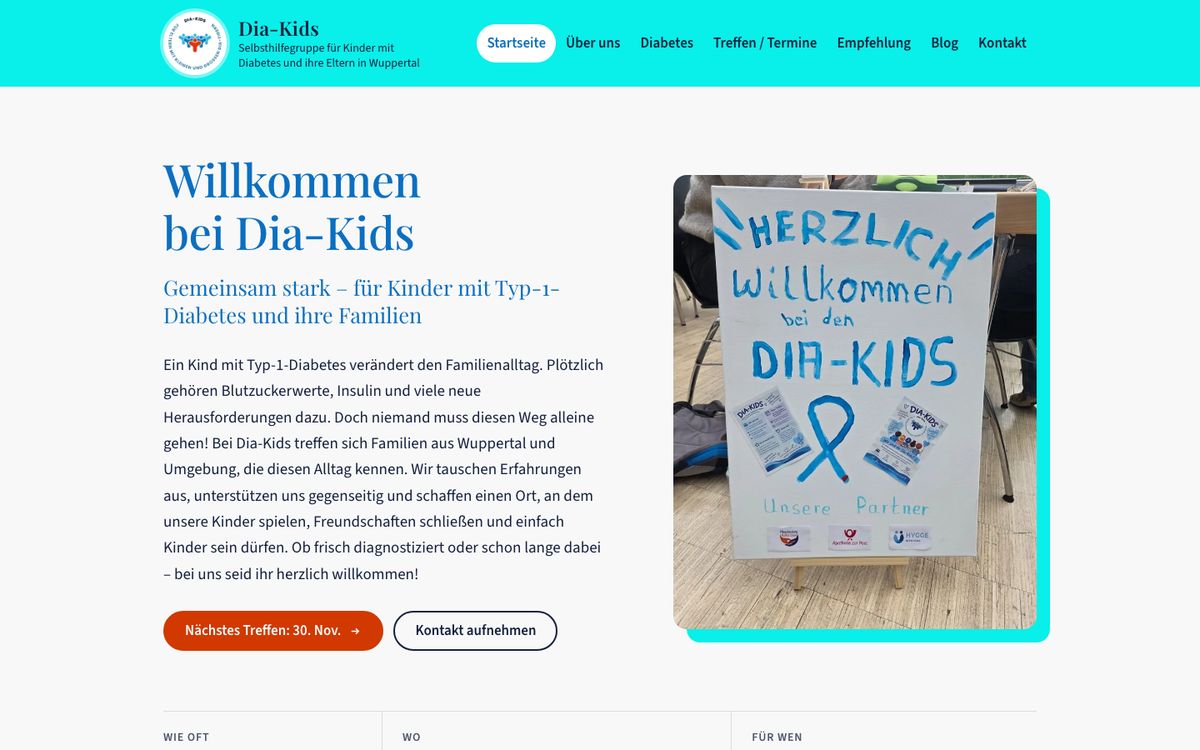 Startseite von Dia-Kids Wuppertal am Computer