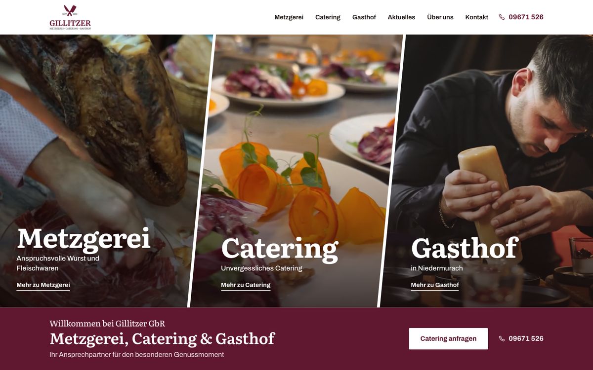 Startseite von Gillitzer Metzgerei, Catering & Gasthof am Computer