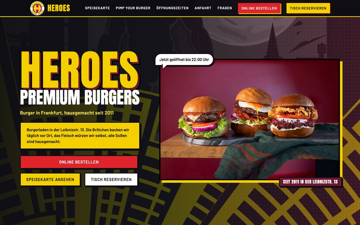 Startseite von Heroes Premium Burgers