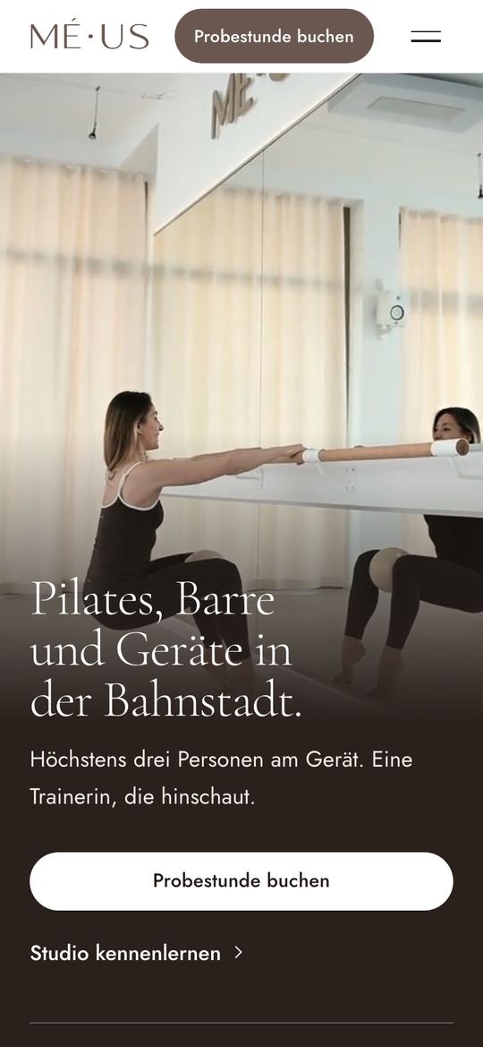 Startseite von MÉ·US Pilates & Barre Studio am Handy