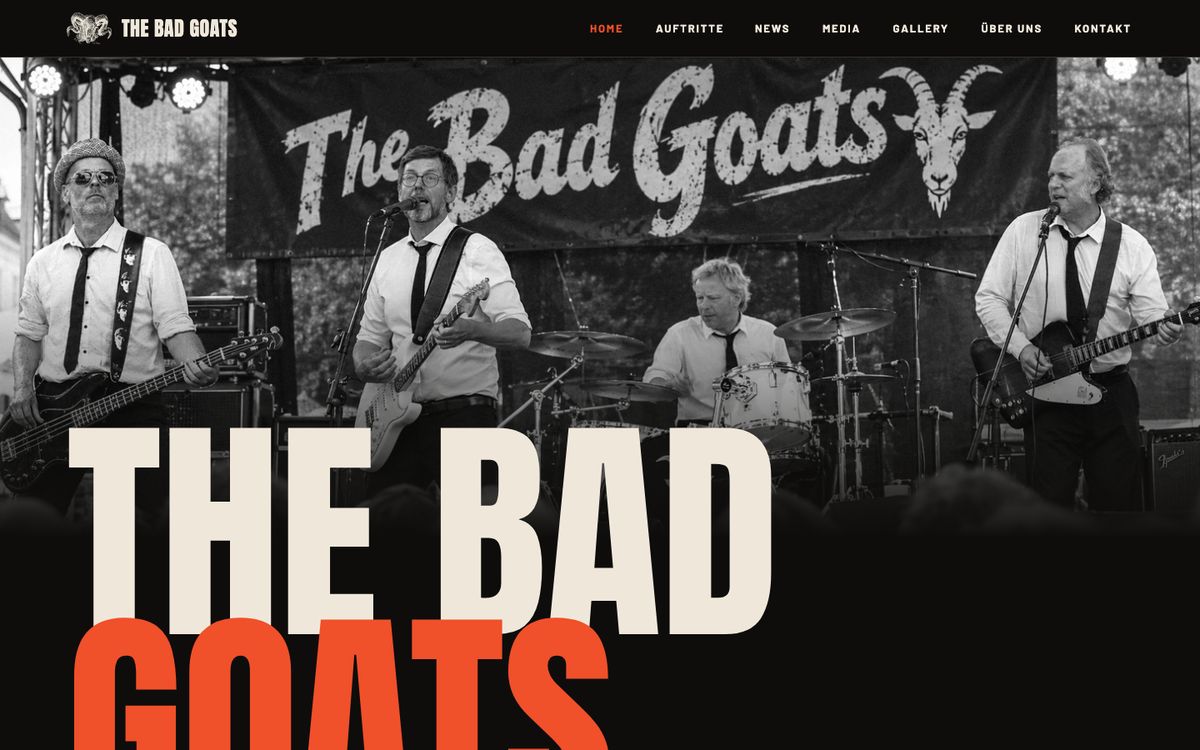 Startseite von The Bad Goats am Computer
